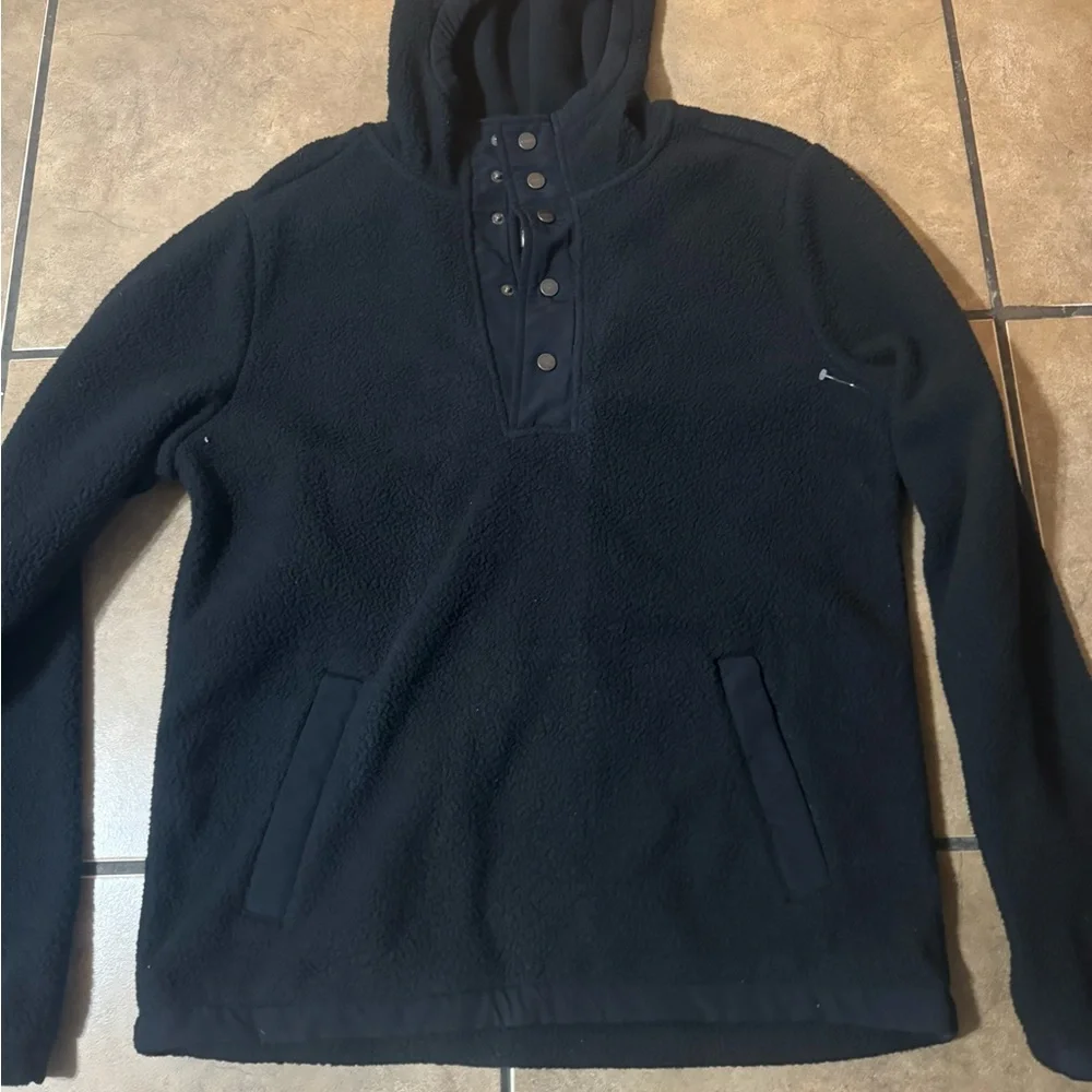 Mens Vuori Black Fleece Sherpa Morrow Pullover Hoodie Size L - Picture 2 of 4